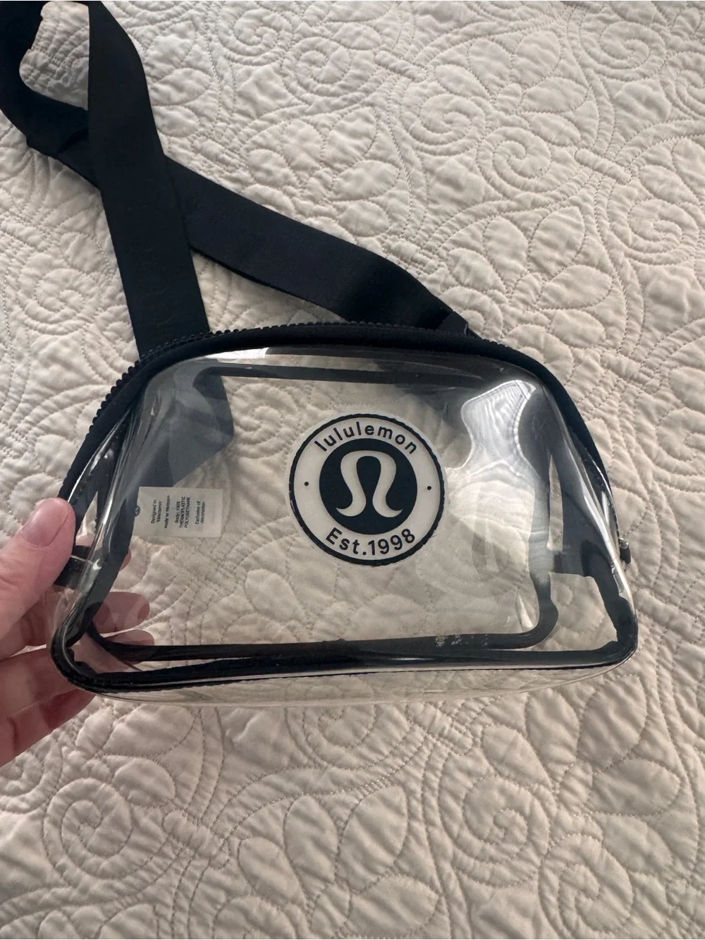 Lululemon Clear Belt Bag 1L Black Logo Est. 1998 Crossbody Stadium Bag